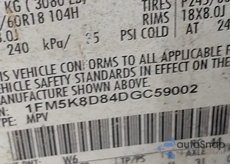 2013 Ford Explorer Xlt z USA, uszkodzony, nr VIN 1FM5K8D84DGC59002